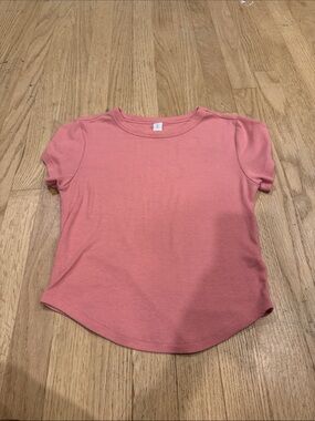 Old Navy Women’s Ribbed Coral Pink Short-Sleeve Crop Top